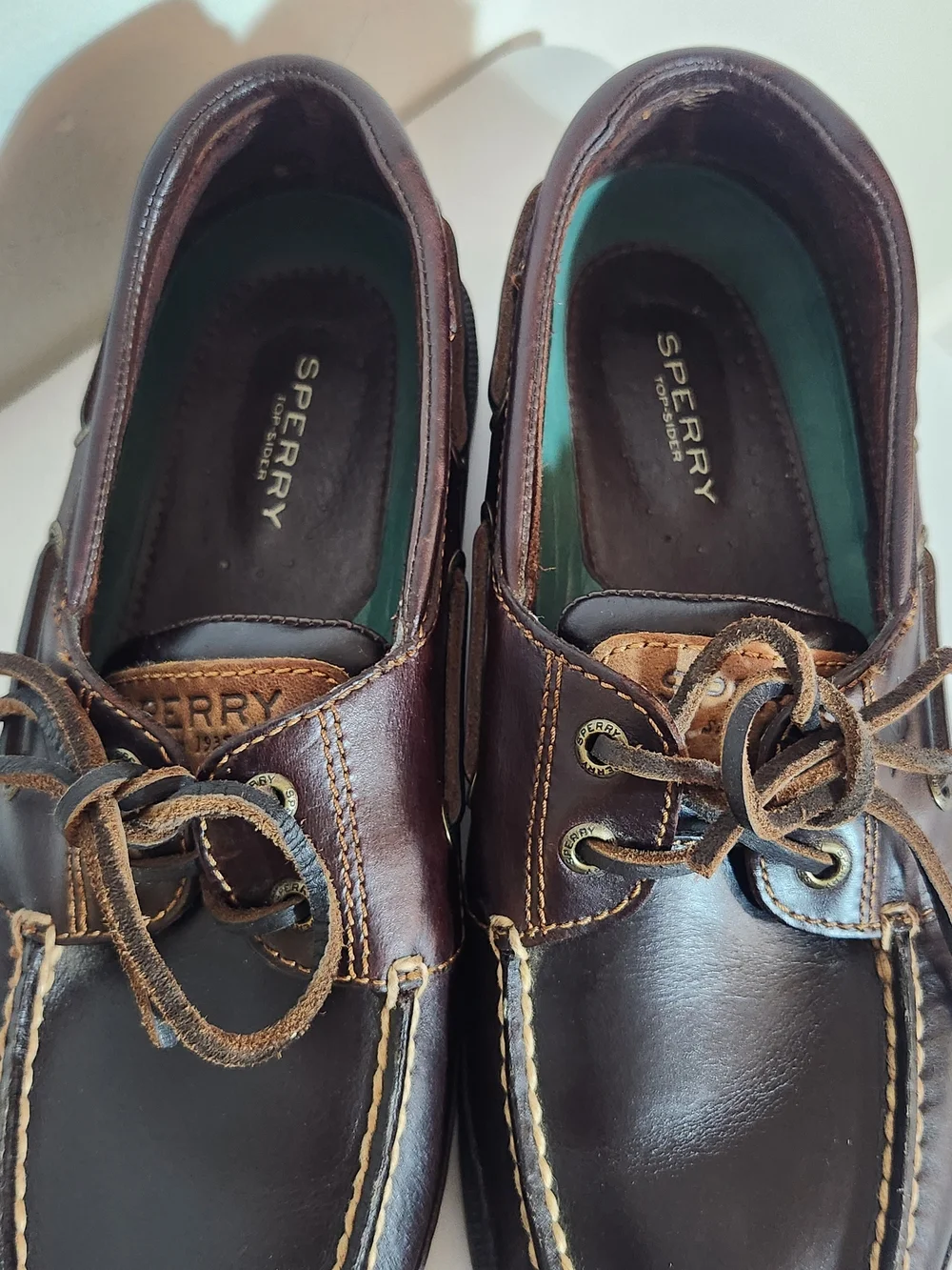 Sperry Dark Brown Leather Lace Up Loafers Boat Shoes Size 8.5 Flaw